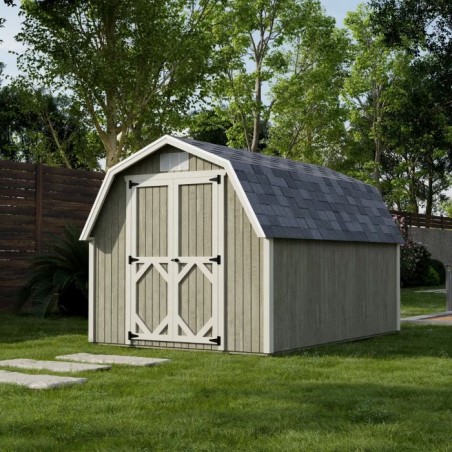 Little Cottage Co. 8x12 Classic Gambrel Barn Wood Shed Kit w/ 4' Sidewall - (8x12 CGB-4-PC)
