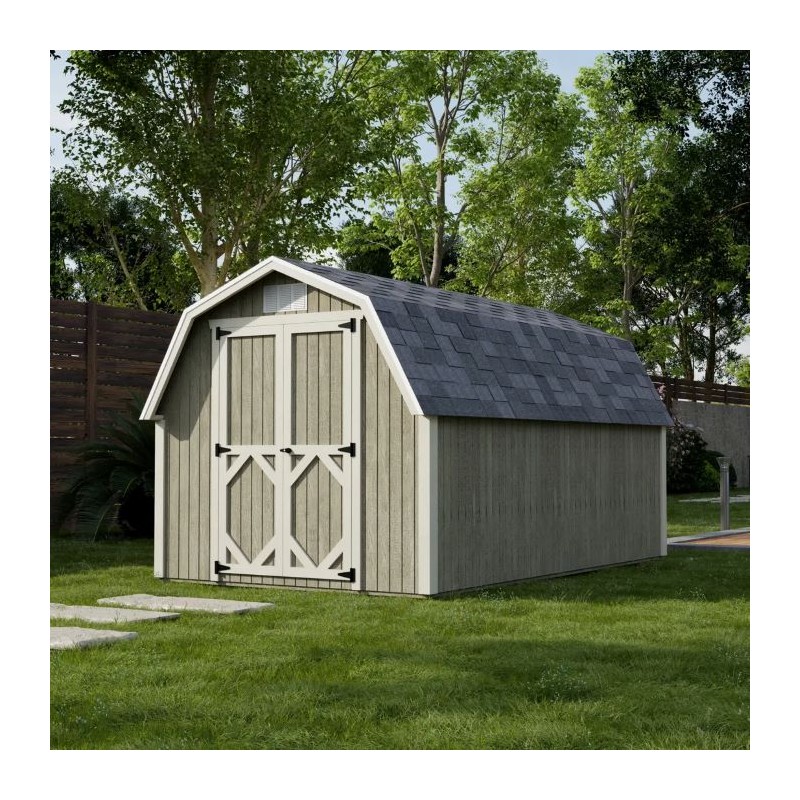 Little Cottage Co. 8x14 Classic Gambrel Barn Wood Shed Kit w/ 4' Sidewall - (8x14 CGB-4-PC)