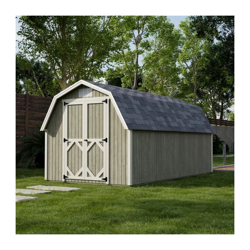 Little Cottage Co. 8x16 Classic Gambrel Barn Wood Shed Kit w/ 4' Sidewall - (8x16 CGB-4-PC)