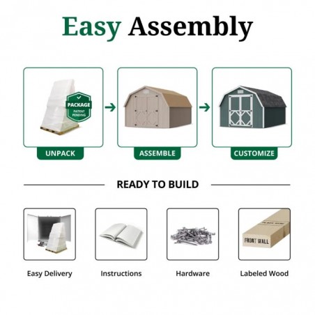 Little Cottage Co. 10x10 Classic Gambrel Barn Wood Shed Kit w/ 4' Sidewall - (10x10 CGB-4-PC) Little Cottage Co. 10x10 Classic Gambrel Barn Wood Shed Kit w/ 4' Sidewall - (10x10 CGB-4-PC)