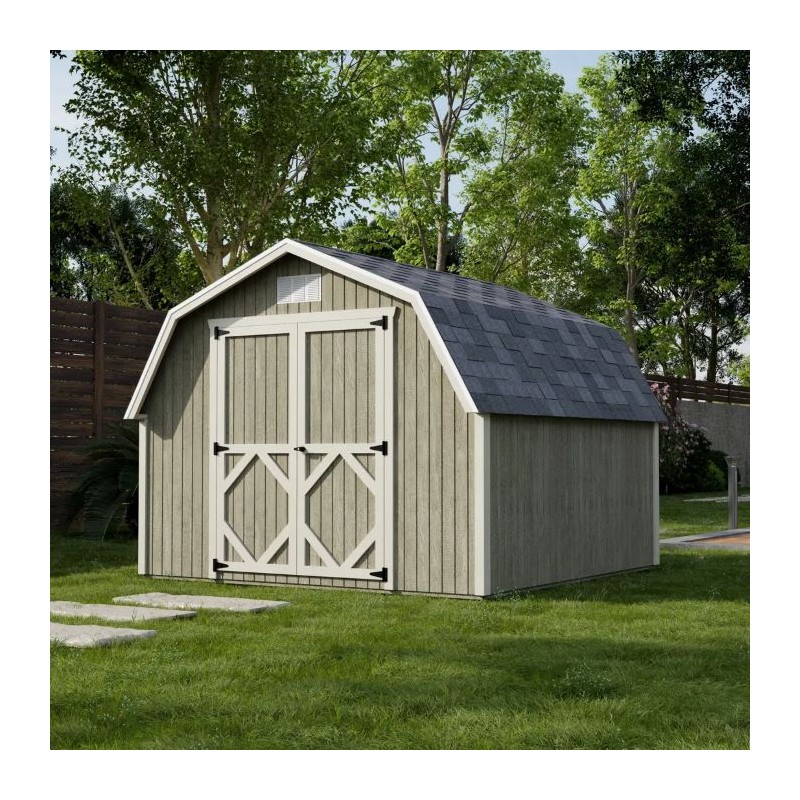 Little Cottage Co. 10x10 Classic Gambrel Barn Wood Shed Kit w/ 4' Sidewall - (10x10 CGB-4-PC)