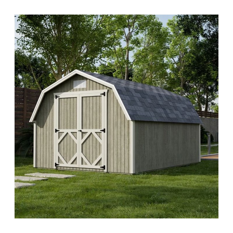 Little Cottage Co. 10x14 Classic Gambrel Barn Wood Shed Kit w/ 4' Sidewall - (10x14 CGB-4-PC)
