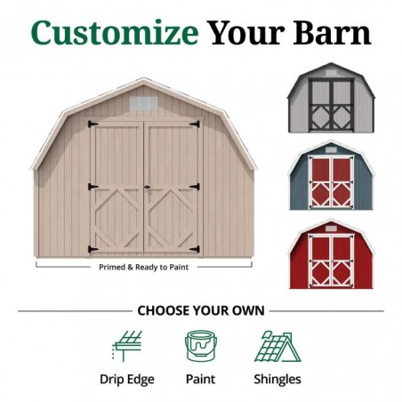 Little Cottage Co. 10x20 Classic Gambrel Barn Wood Shed Kit w/ 4' Sidewall - (10x20 CGB-4-PC)