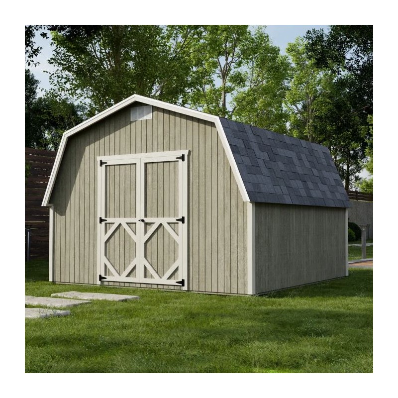 Little Cottage Co. 12x12 Classic Gambrel Barn Wood Shed Kit w/ 4' Sidewall - (12x12 CGB-4-PC)