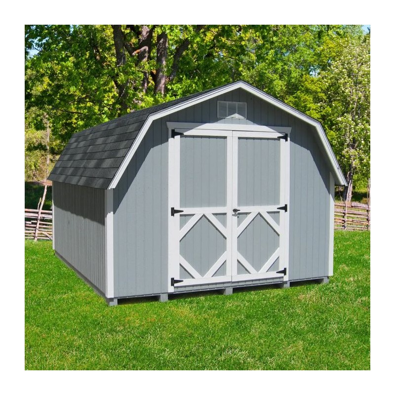 Little Cottage Co. 12x14 Classic Gambrel Barn Wood Shed Kit w/ 4' Sidewall - (12x14 CGB-4-PC)