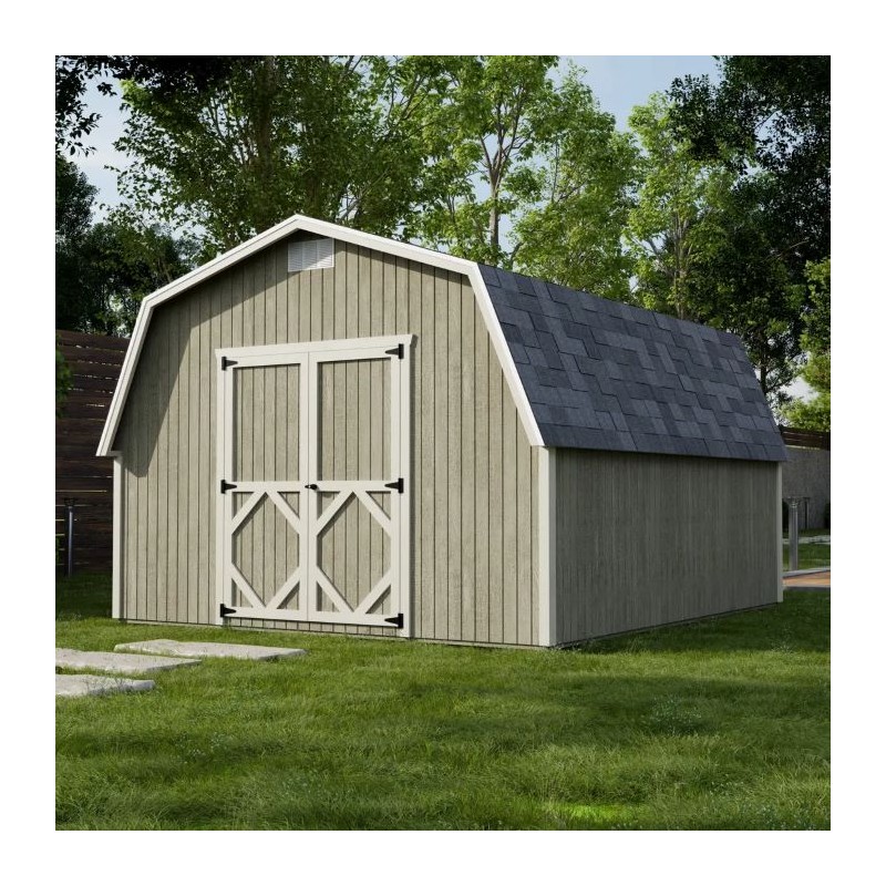 Little Cottage Co. 12x14 Classic Gambrel Barn Wood Shed Kit w/ 4' Sidewall - (12x14 CGB-4-PC)
