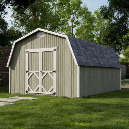 Little Cottage Co. 12x16 Classic Gambrel Barn Wood Shed Kit w/ 4' Sidewall - (12x16 CGB-4-PC)