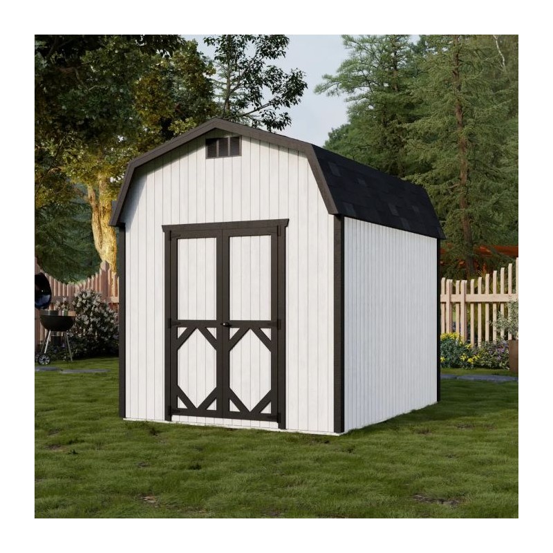 Little Cottage Co. 8x8 Classic Gambrel Barn Wood Shed Kit w/ 6' Sidewall - (8x8 CGB-6-PC)