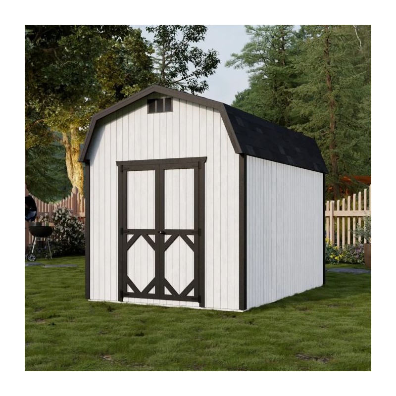 Little Cottage Co. 8x12 Classic Gambrel Barn Wood Shed Kit w/ 6' Sidewalls - (8x12 CGB-6-PC)