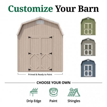 Little Cottage Co. 8x14 Classic Gambrel Barn Wood Shed Kit w/ 6' Sidewalls - (8x14 CGB-6-PC)