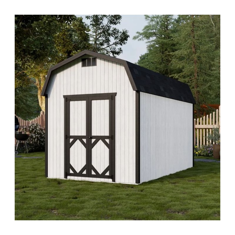Little Cottage Co. 8x14 Classic Gambrel Barn Wood Shed Kit w/ 6' Sidewalls - (8x14 CGB-6-PC)