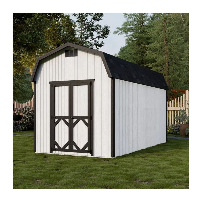 Little Cottage Co. 8x16 Classic Gambrel Barn Wood Shed Kit w/ 6' Sidewalls - (8x16 CGB-6-PC)
