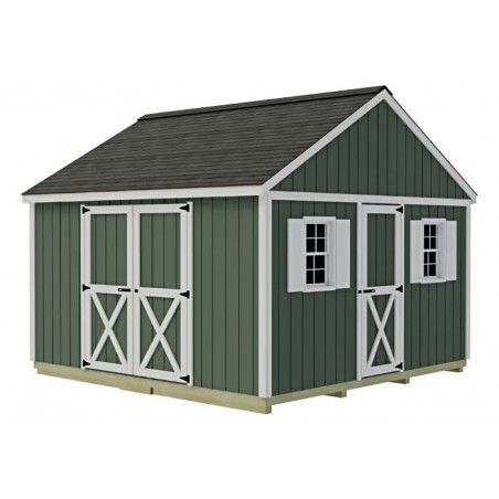 Best Barns Crafter's Connection 12x16 Pre-Cut Wood Shed Kit w/ Centered Eave Barn Doors & Gable Walk-In Door (CCONSG16C)