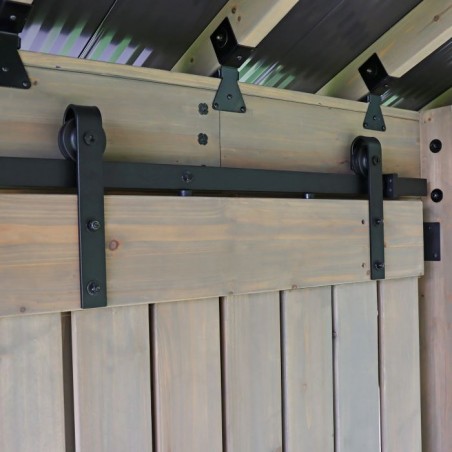 Yardistry Privacy Wall With Barn Doors for Timber Frame - (YM12929)