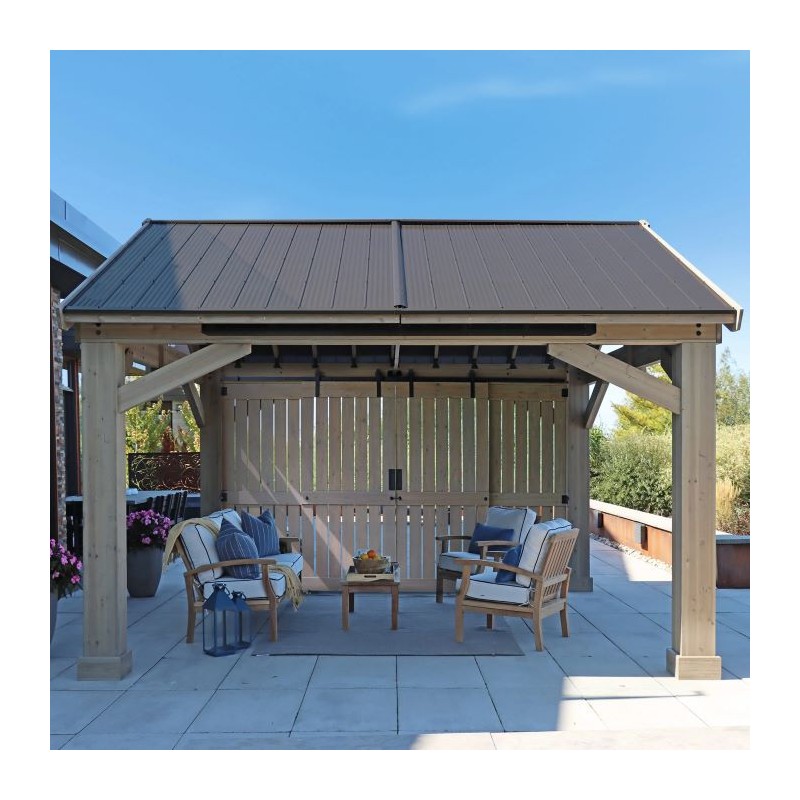 Yardistry Privacy Wall With Barn Doors for Timber Frame - (YM12929)