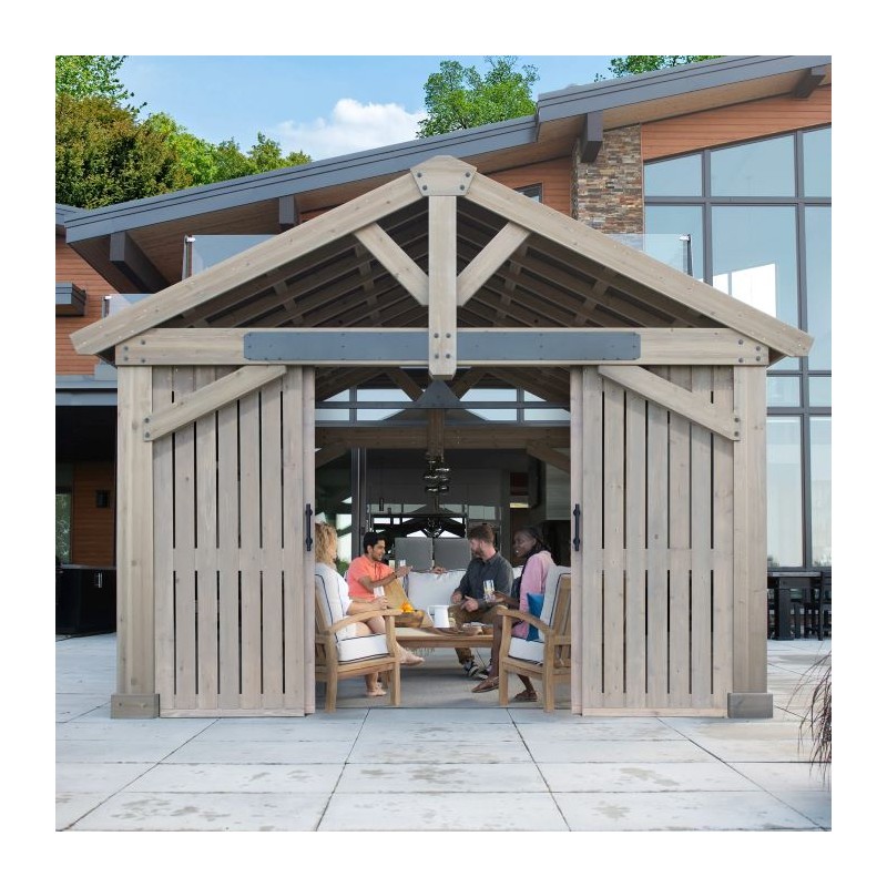 Yardistry Privacy Wall With Barn Doors for Timber Frame - (YM12929)