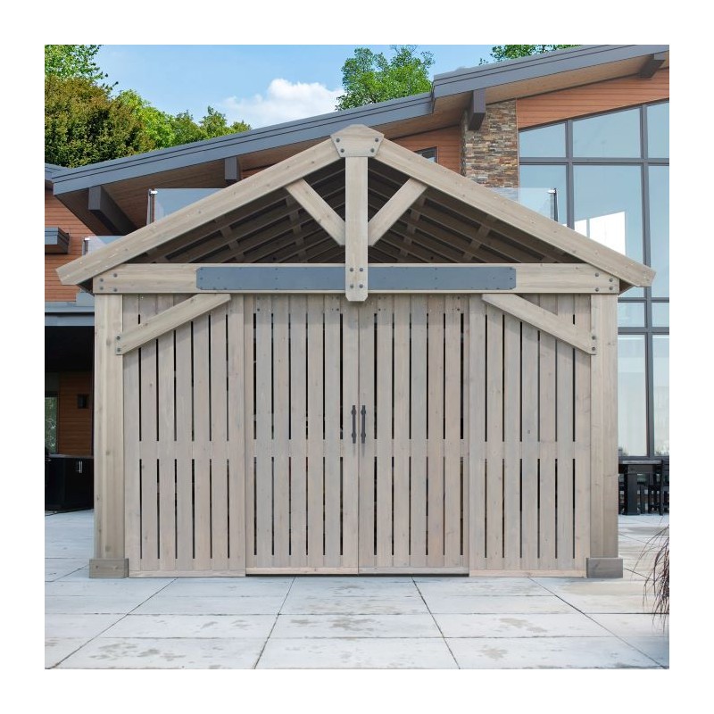 Yardistry Privacy Wall With Barn Doors for Timber Frame - (YM12929)