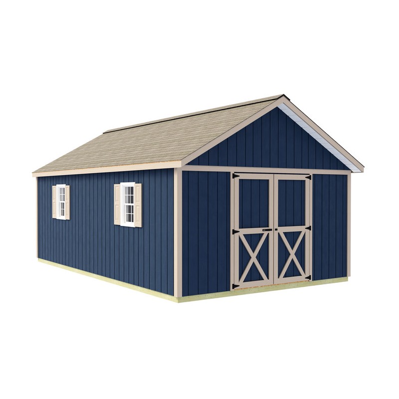 Best Barns Shedquarters 12x20 Standard Wood Shed Kit w/ Centered Gable Door (SQUADG20C)