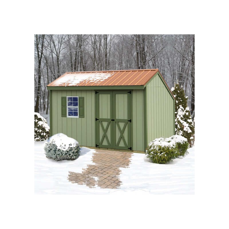 Best Barns Sophisticated Salt Box 8x12 Specialty Wood Shed Kit w/ Offset Eave Barn Doors (SBOXDE12)