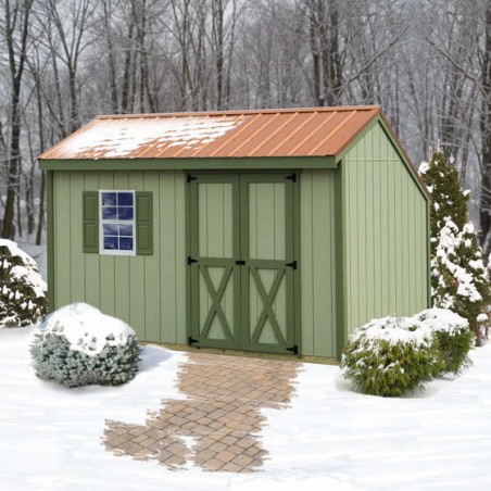 Best Barns Sophisticated Salt Box 8x12 Specialty Wood Shed Kit w/ Offset Eave Barn Doors (SBOXDE12)
