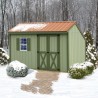 Best Barns Sophisticated Salt Box 8x12 Specialty Wood Shed Kit w/ Offset Eave Barn Doors (SBOXDE12)