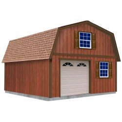 Best Barns Maker's Loft 16x20 XL Wood Garage Kit w/ Gambrel Roof, Loft Storage & Stairs (MLOFND20)