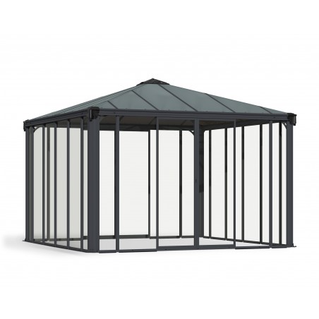 Palram Ledro 12x12 Steel Enclosed Gazebo Kit w/ Screen Doors - Gray (HG9193)