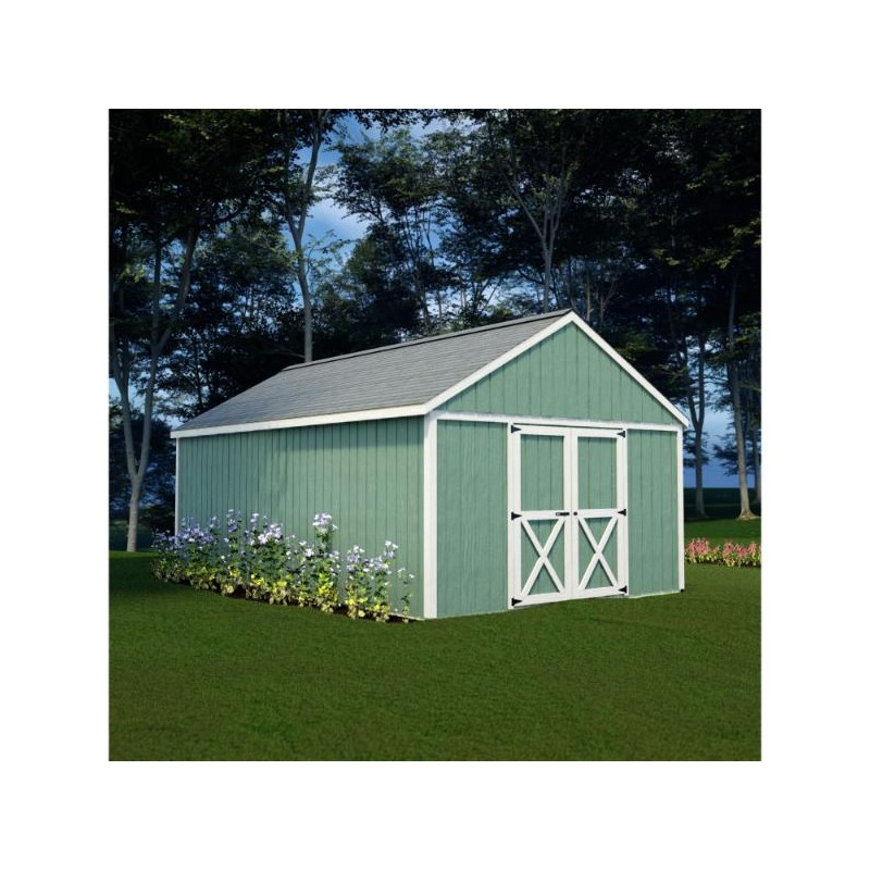Best Barns Shedquarters 12x20 Wood Storage Shed Kit w/ Centered Sliding Doors on Gable (SQUASD20)