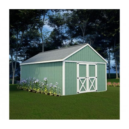 Best Barns Shedquarters 12x20 Wood Storage Shed Kit w/ Centered Sliding Doors on Gable (SQUASD20)