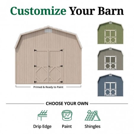 Little Cottage Co. 12x18 Classic Gambrel Barn Wood Shed Kit w/ 6' Sidewalls - (12x18 CGB-6-PC)