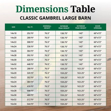 Little Cottage Co. 16x28 Classic Gambrel Large Barn Wood Shed Kit - (16x28 CGLB-PC)