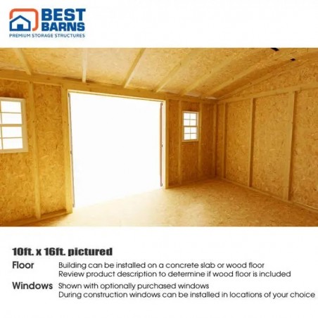 Best Barns Handmade Haven 10x12 Wood Shed Kit w/ Offset Eave Barn Doors (HHAVDE12)