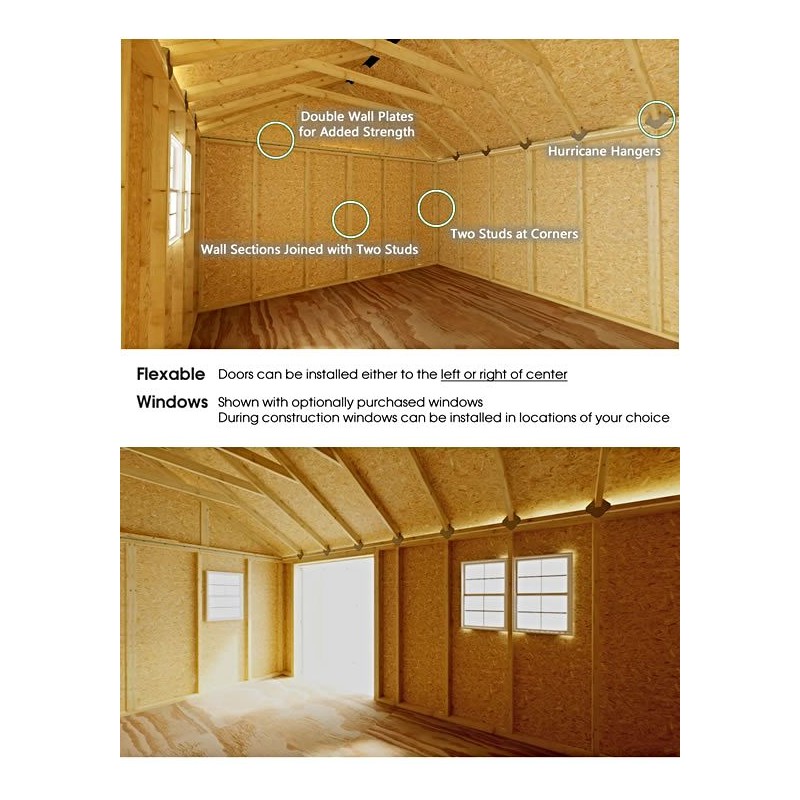 Best Barns Crafter’s Connection 12x16 Pre-Cut Wood Shed Kit w/ Offset Eave Door (CCONDE16O)