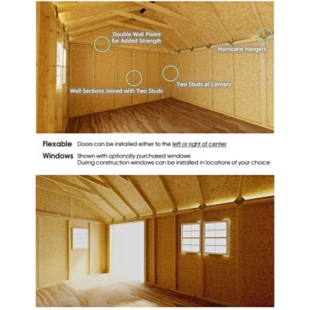 Best Barns Crafter’s Connection 12x16 Pre-Cut Wood Shed Kit w/ Offset Eave Door (CCONDE16O)