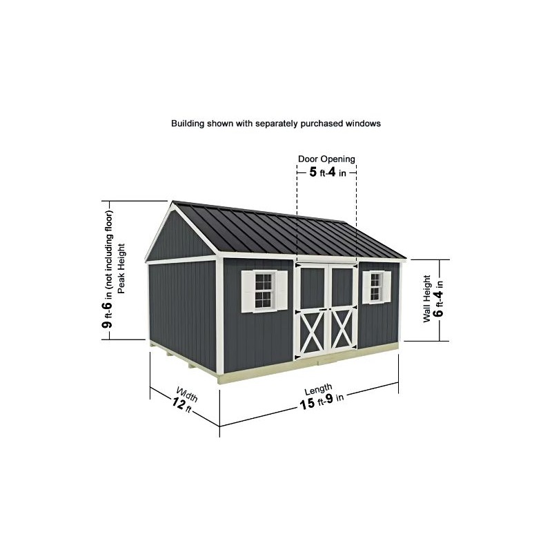 Best Barns Crafter’s Connection 12x16 Pre-Cut Wood Shed Kit w/ Offset Eave Door (CCONDE16O)