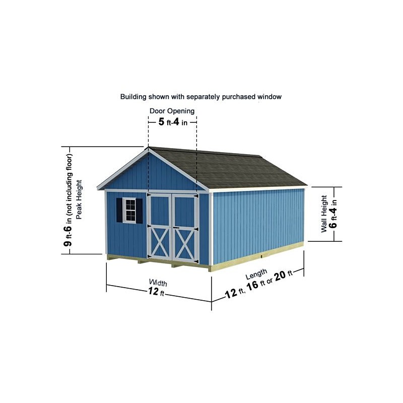 Best Barns Crafter's Connection 12x16 Pre-Cut Wood Shed Kit w/ Centered Gable Door (CCONDG16C)