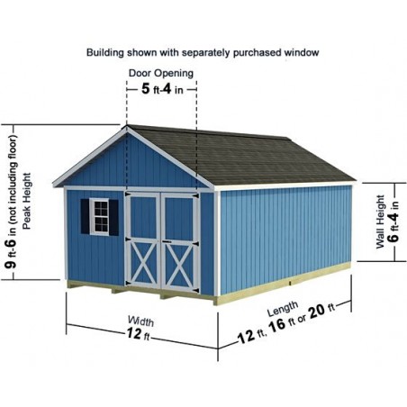 Best Barns Crafter's Connection 12x16 Pre-Cut Wood Shed Kit w/ Centered Gable Door (CCONDG16C)
