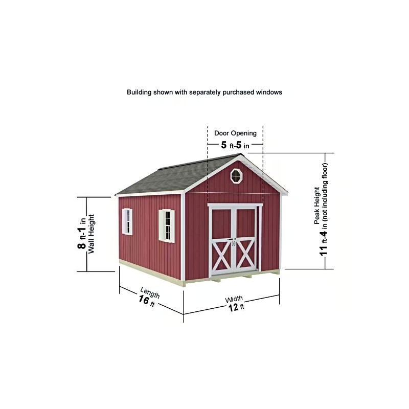 Best Barns Crafter’s Connection 12x16 Pre-Cut Wood Shed Kit w/ Sliding Doors – (CCONSD16)