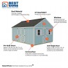 Best Barns Crafter's Connection 12x16 Pre-Cut Wood Shed Kit w/ Centered Eave Barn Doors & Gable Walk-In Door (CCONSG16C)