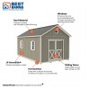 Best Barns Shedquarters 12x20 Wood Storage Shed Kit w/ Centered Sliding Doors on Gable (SQUASD20)