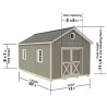 Best Barns Shedquarters 12x20 Wood Storage Shed Kit w/ Centered Sliding Doors on Gable (SQUASD20)