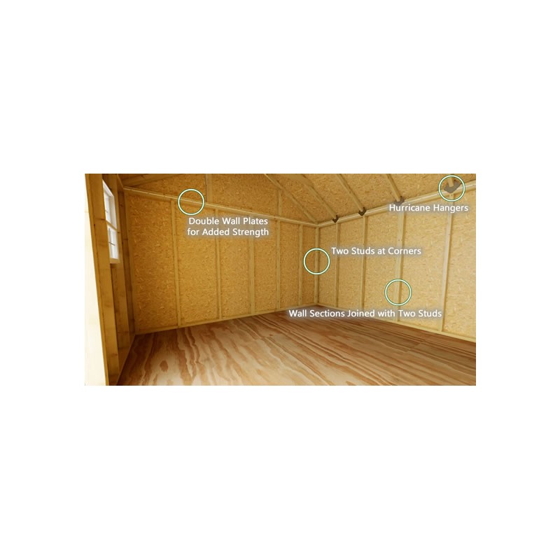 Best Barns Shedquarters 12x20 Wood Storage Shed Kit w/ Centered Sliding Doors on Gable (SQUASD20)
