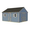 Best Barns Shedquarters 12x20 Wood Shed Kit w/ Centered Gable Barn Door & Walk-in Door on Eave (SQUASE20)