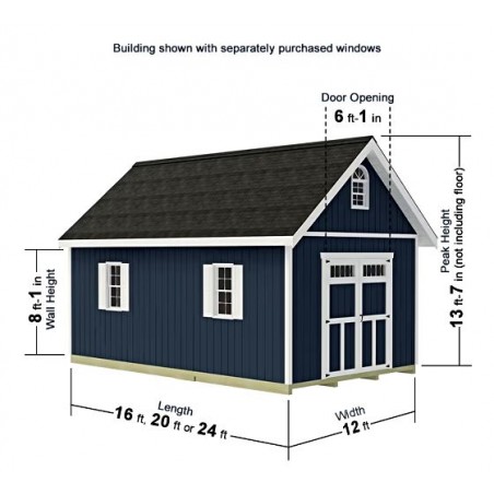 Best Barns Planner’s Paradise 12x20 Pre-Cut Wood Shed Kit w/ Transom Doors – (PPARTD20)