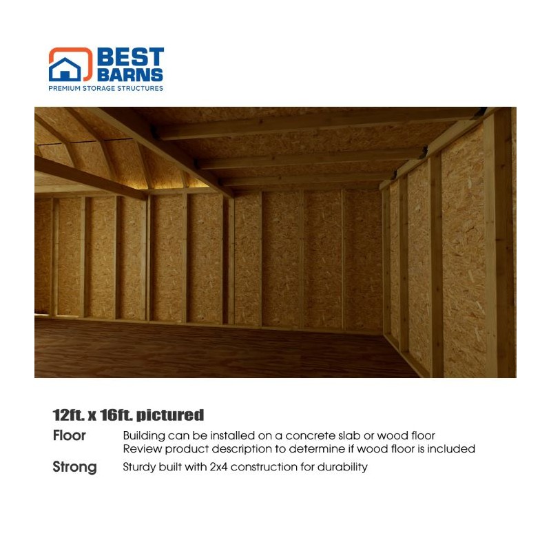 Best Barns Handcrafted Homestead 12x16 Wood Barn Kit w/ Offset Door on Gable & Loft (HHOMDG16OLF)
