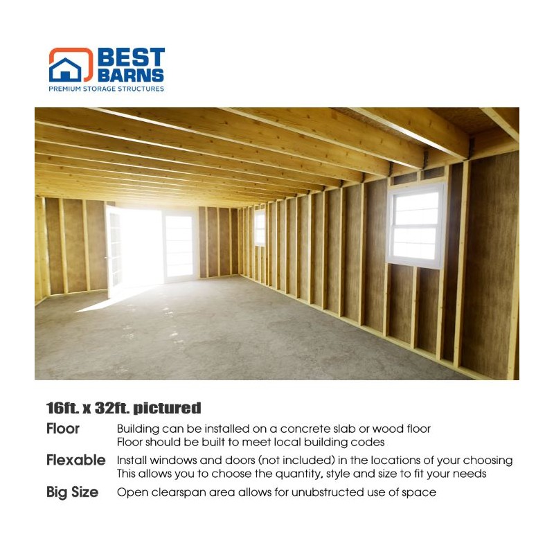 Best Barns Handcrafted Homestead 16x24 XL Wood Barn Kit (HHOMND24)