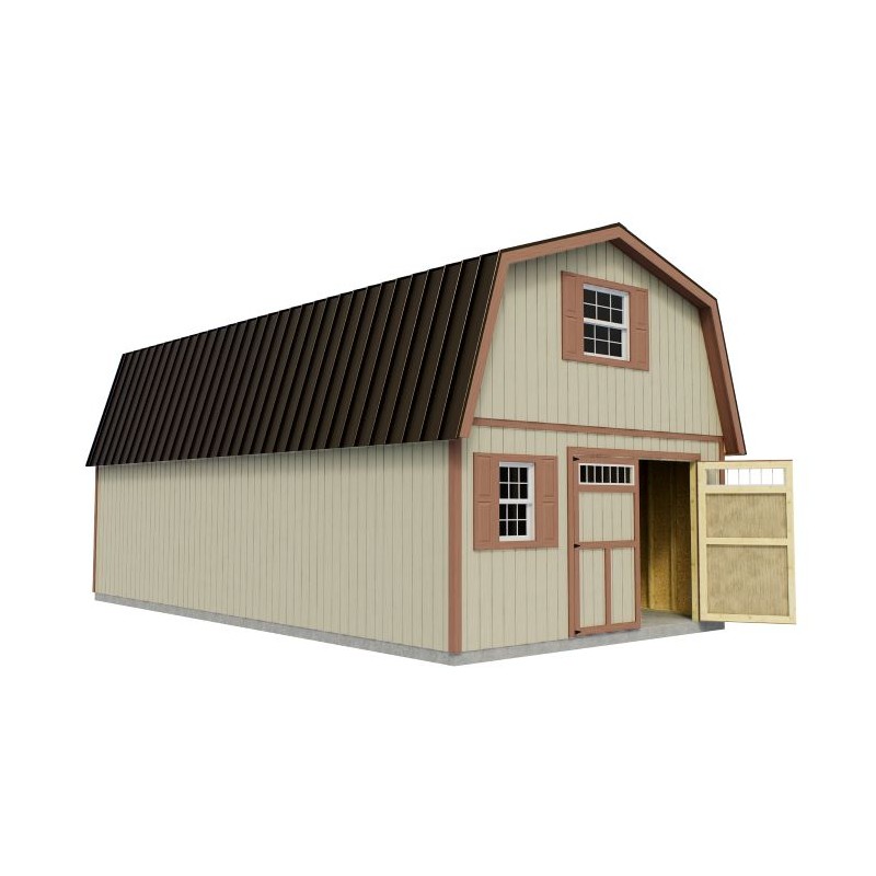 Best Barns Handcrafted Homestead 16x24 XL Wood Barn Kit with Transom Doors - (HHOMTD24)