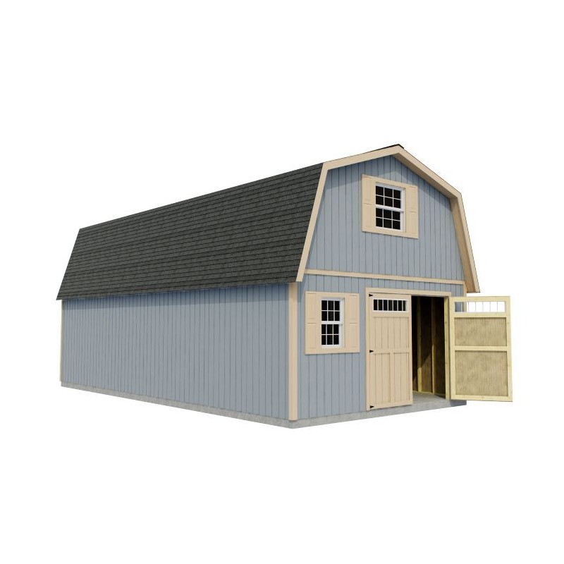 Best Barns Handcrafted Homestead 16x28 XL Wood Barn Kit with Transom Doors - (HHOMTD28)