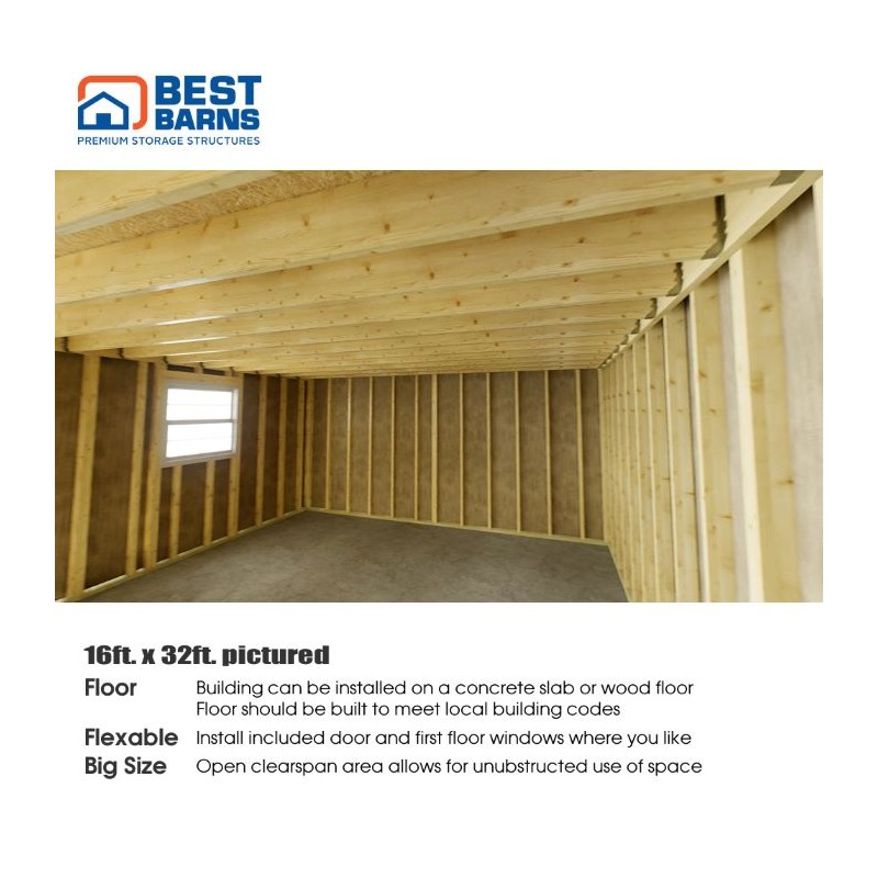 Best Barns Crafted Colossal 16x32 Barndominiums Wood Kit  w/ Transom Doors & Dormer - (CCOLTD32)
