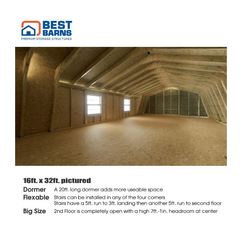 Best Barns Crafted Colossal 16x32 Barndominiums Wood Kit  w/ Transom Doors & Dormer - (CCOLTD32)
